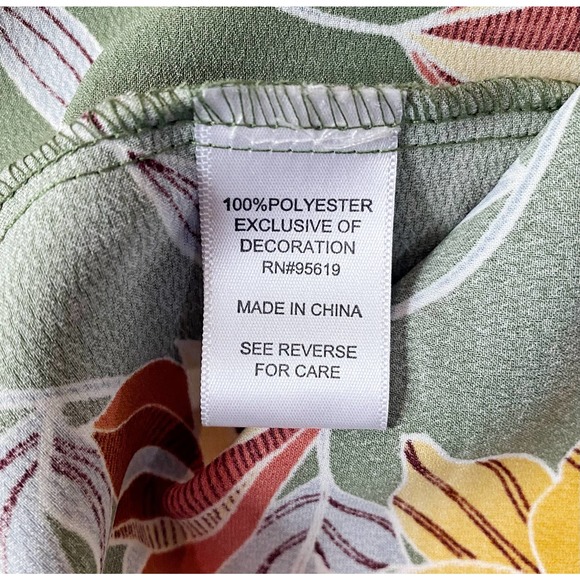 🛍️ Fever Green Floral Print Lace Sleeve Blouse Womens Size 1X - Picture 5 of 9